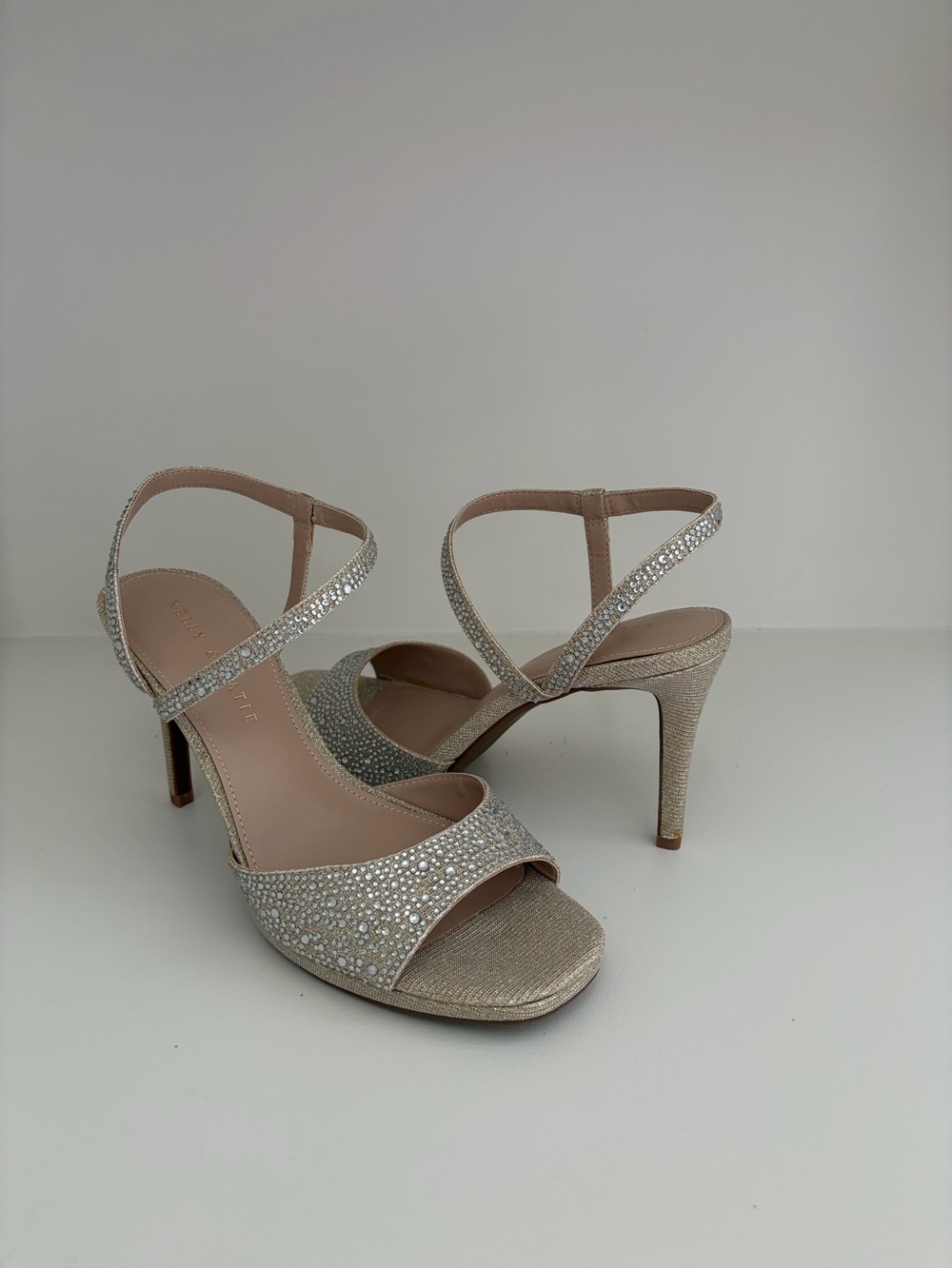 Kelly & Katie Sparkling Strappy Heels in Champagne